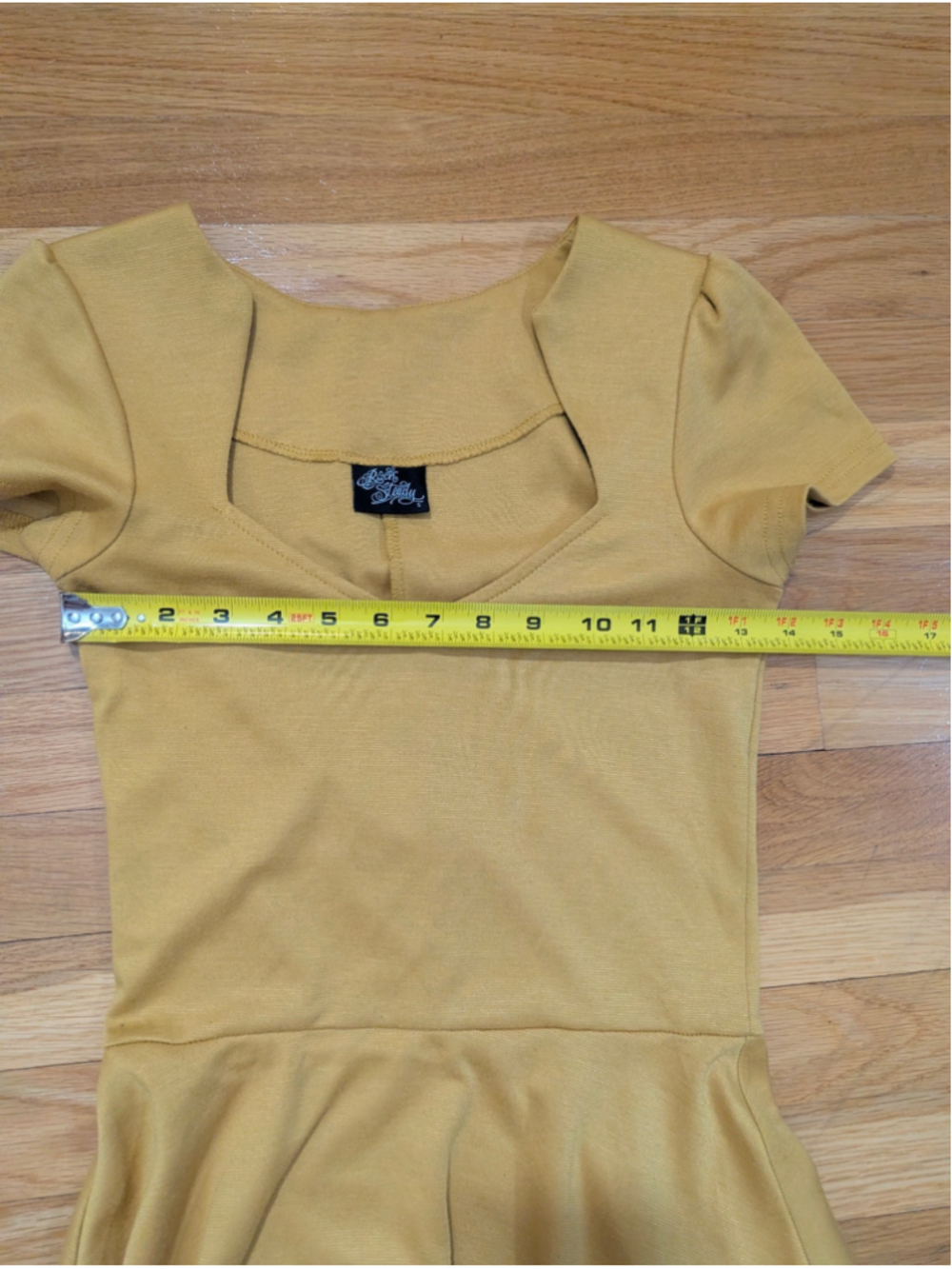 Rock Steady Dress Small Mustard Yellow Fit Flare - Picture 5 of 9